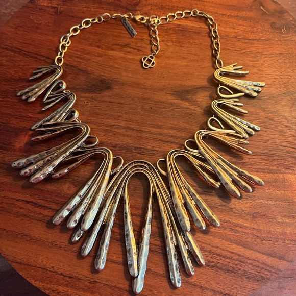 Vintage Oscar de la Renta Russian Gold Spike Statement Necklace